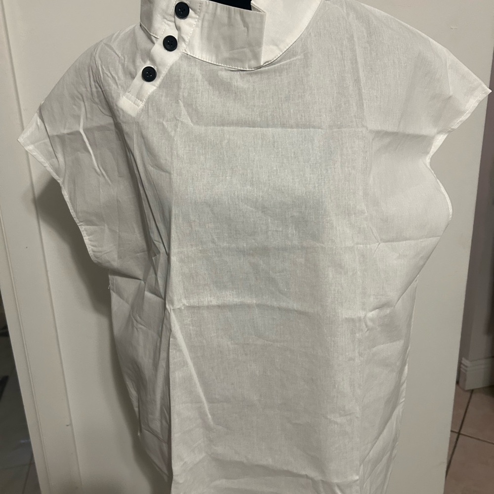 White Structured Blouse with Cap Sleeves